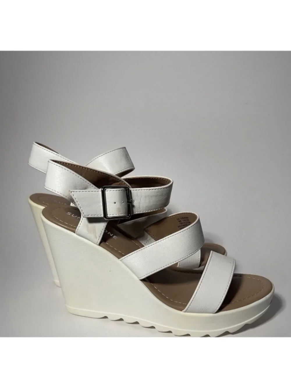Sun + Stone Siennaa White Platform Wedge Sandals Women’s 8M